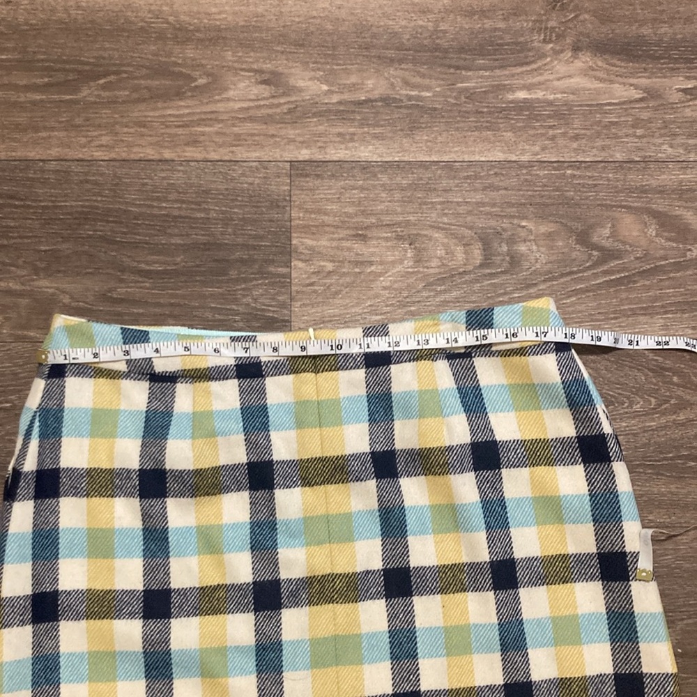 Womens Boden British Tweed Yellow Blue Plaid Skirt Size 12 - Picture 10 of 11